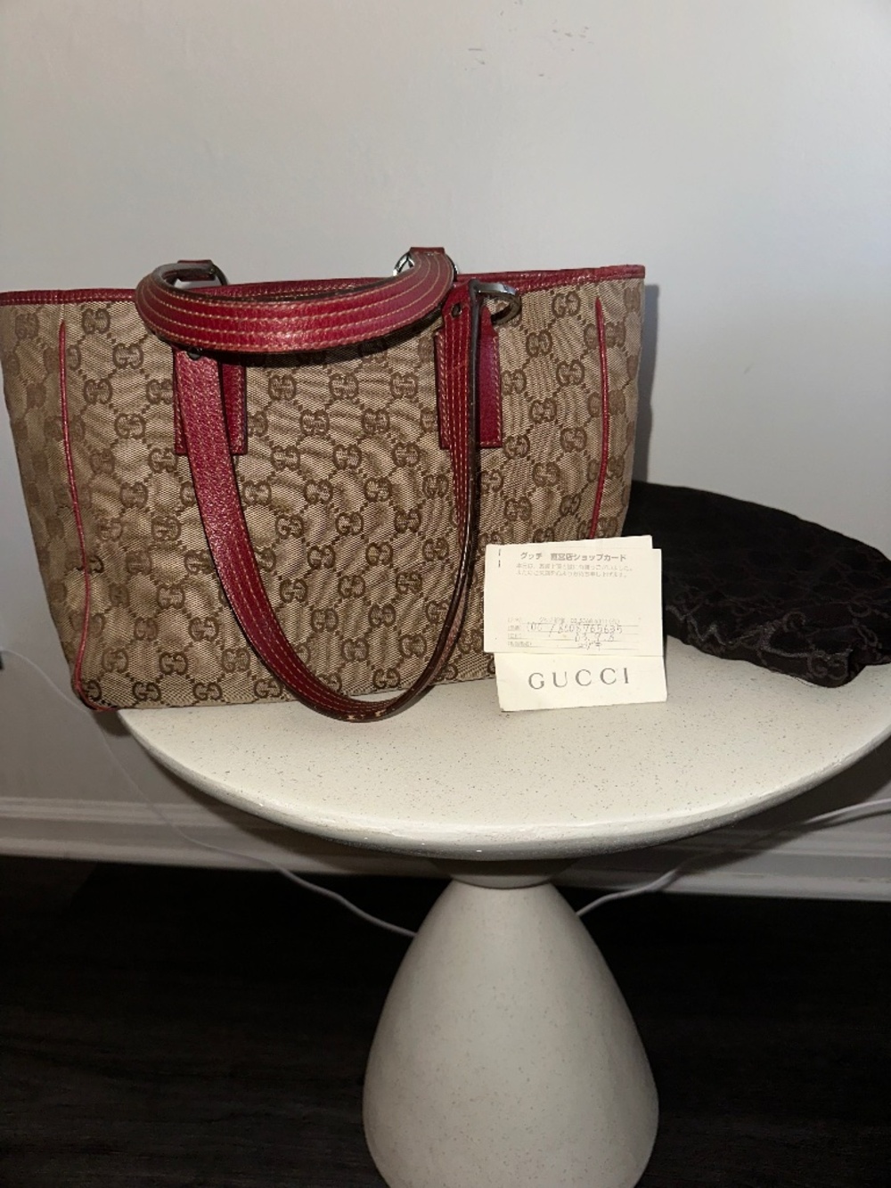 Gucci canvas Abbey GG logo handbag